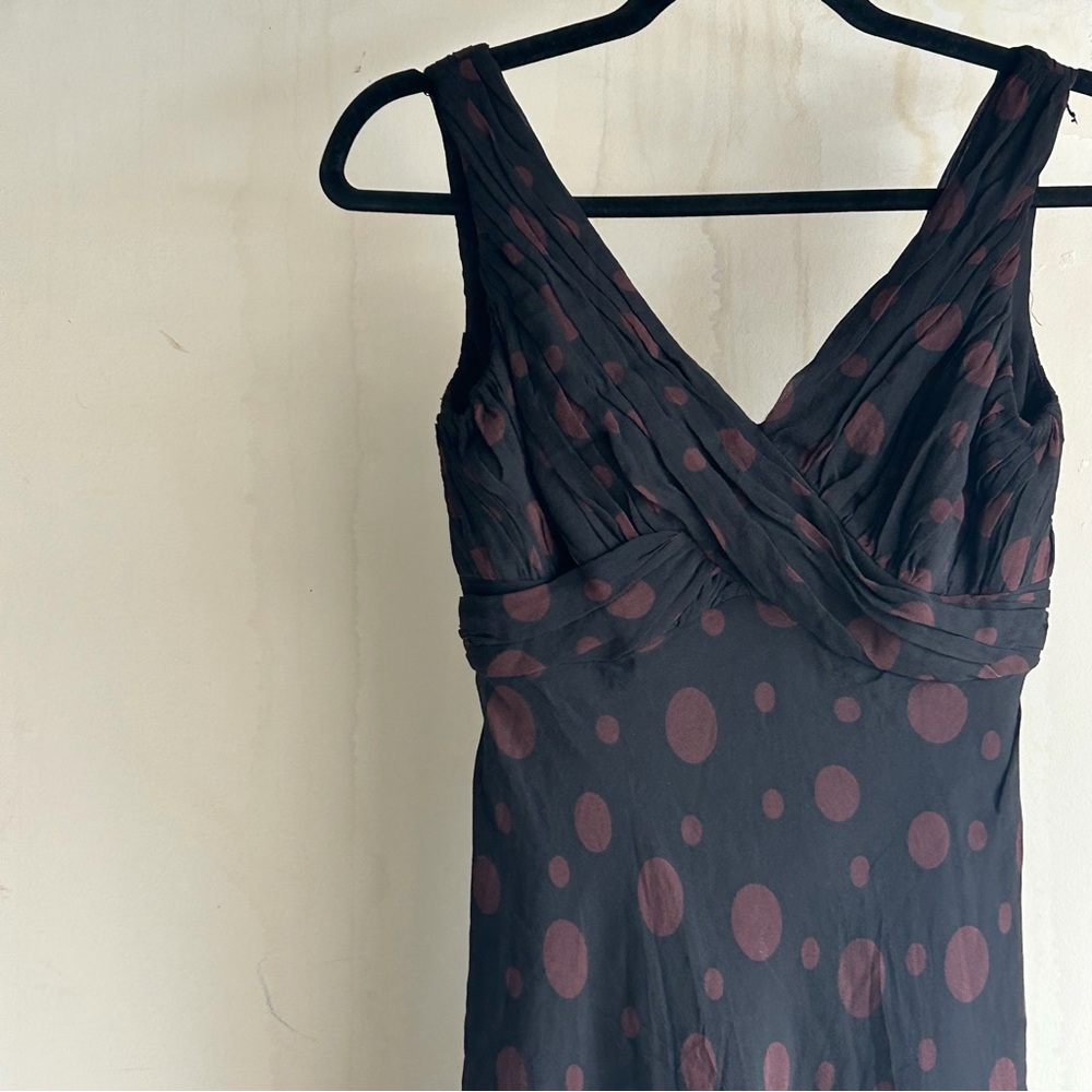 Black and Brown Silk Polka Dot Dress